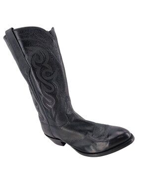 J.B. Hill Mens Size 10EE Wide Black Leather Cowboy Western Boots Handmade Texas